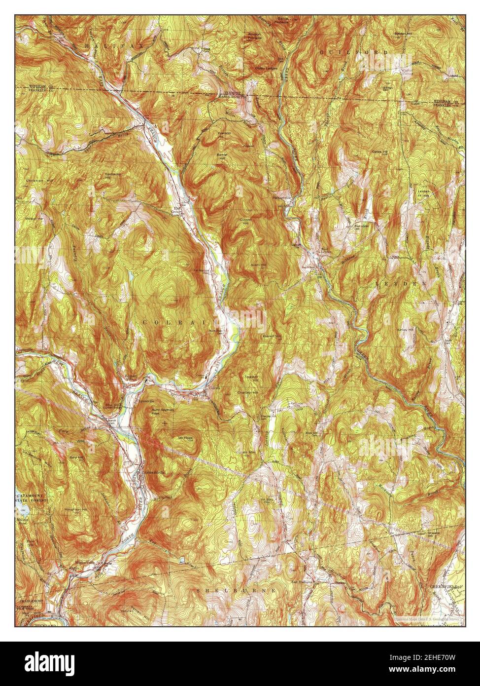 Colrain, Massachusetts, map 1977, 1:25000, United States of America by Timeless Maps, data U.S. Geological Survey Stock Photo