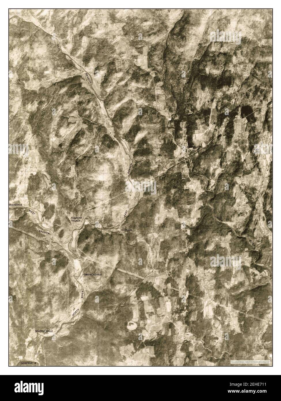 Colrain, Massachusetts, map 1975, 1:25000, United States of America by Timeless Maps, data U.S. Geological Survey Stock Photo