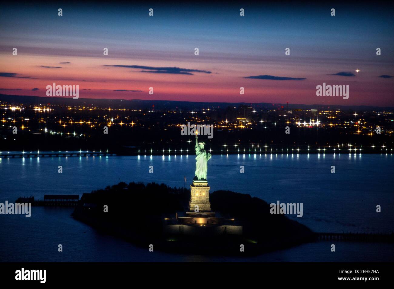 The Statue of Liberty is pictured during the flight to John F. Kennedy