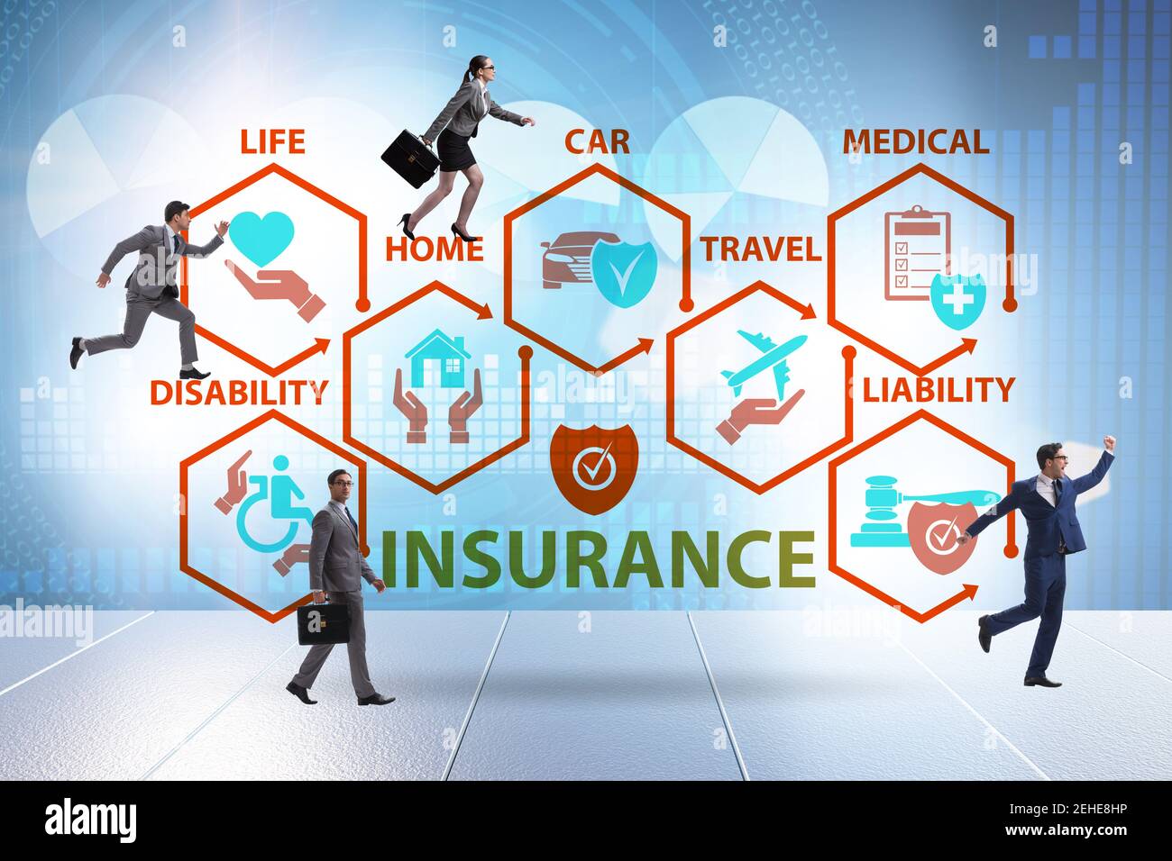 Concept of the various types of insurance Stock Photo Alamy