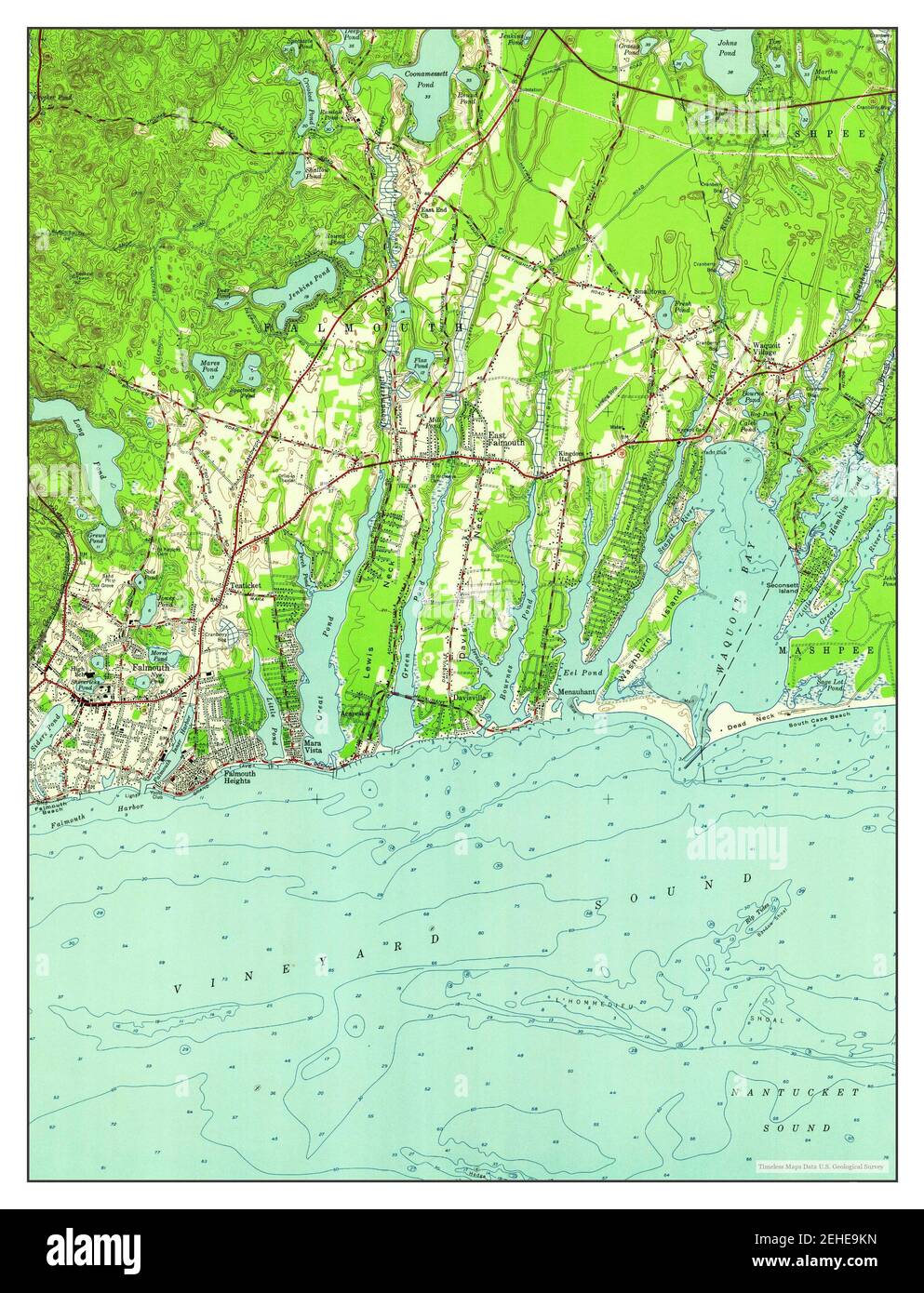 Falmouth, Massachusetts, map 1957, 124000, United States of America by