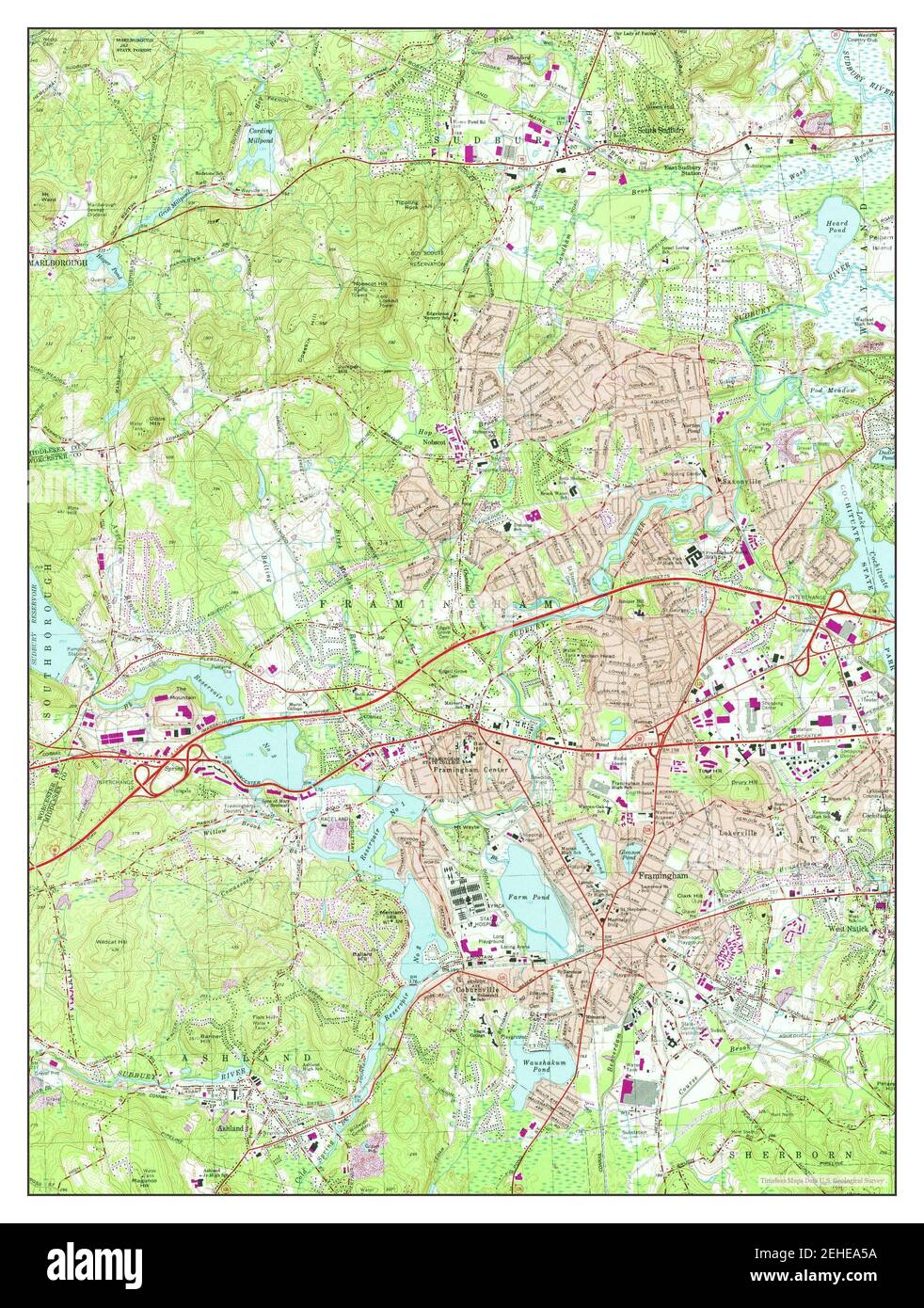 Framingham, Massachusetts, map 1965, 125000, United States of America
