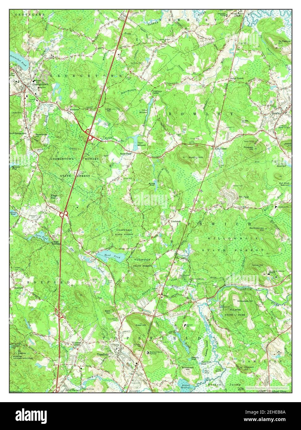 Massachusetts, map 1966, 124000, United States of America