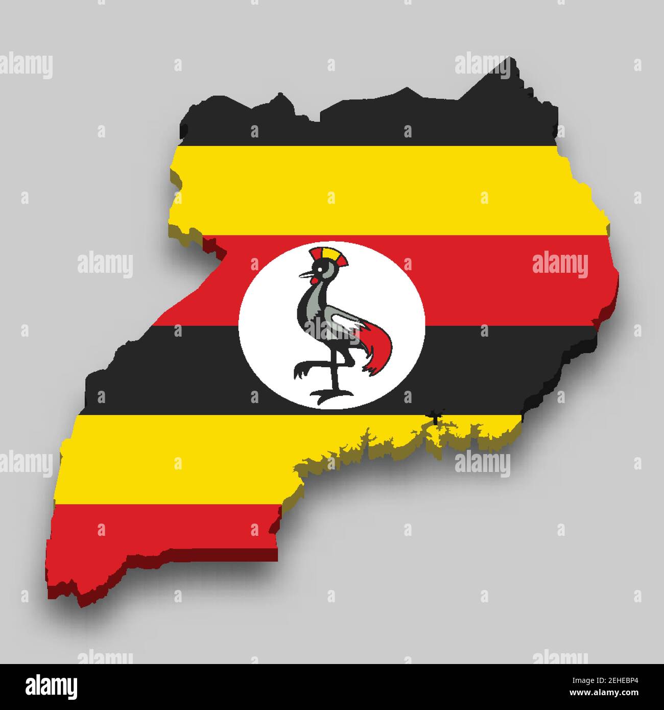 3d isometric Map of Uganda with national flag. Vector Illustration ...