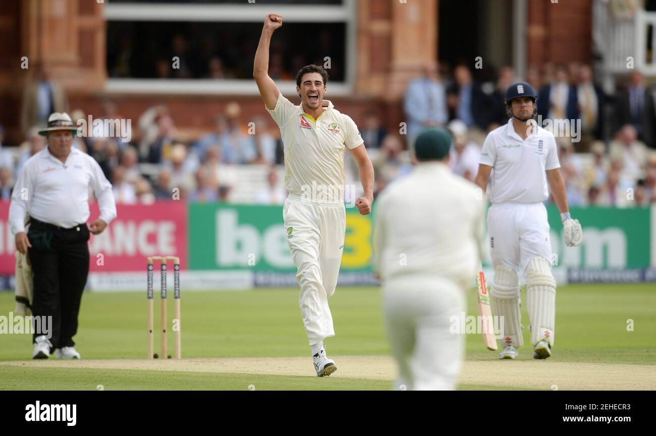 Cricket - England v Australia - Investec Ashes Test Series Second Test - Lord?s - 17/7/15 Australia's Mitchell Starc celebrates after dismissing England's Adam Lyth Reuters / Philip Brown Livepic Stock Photo
