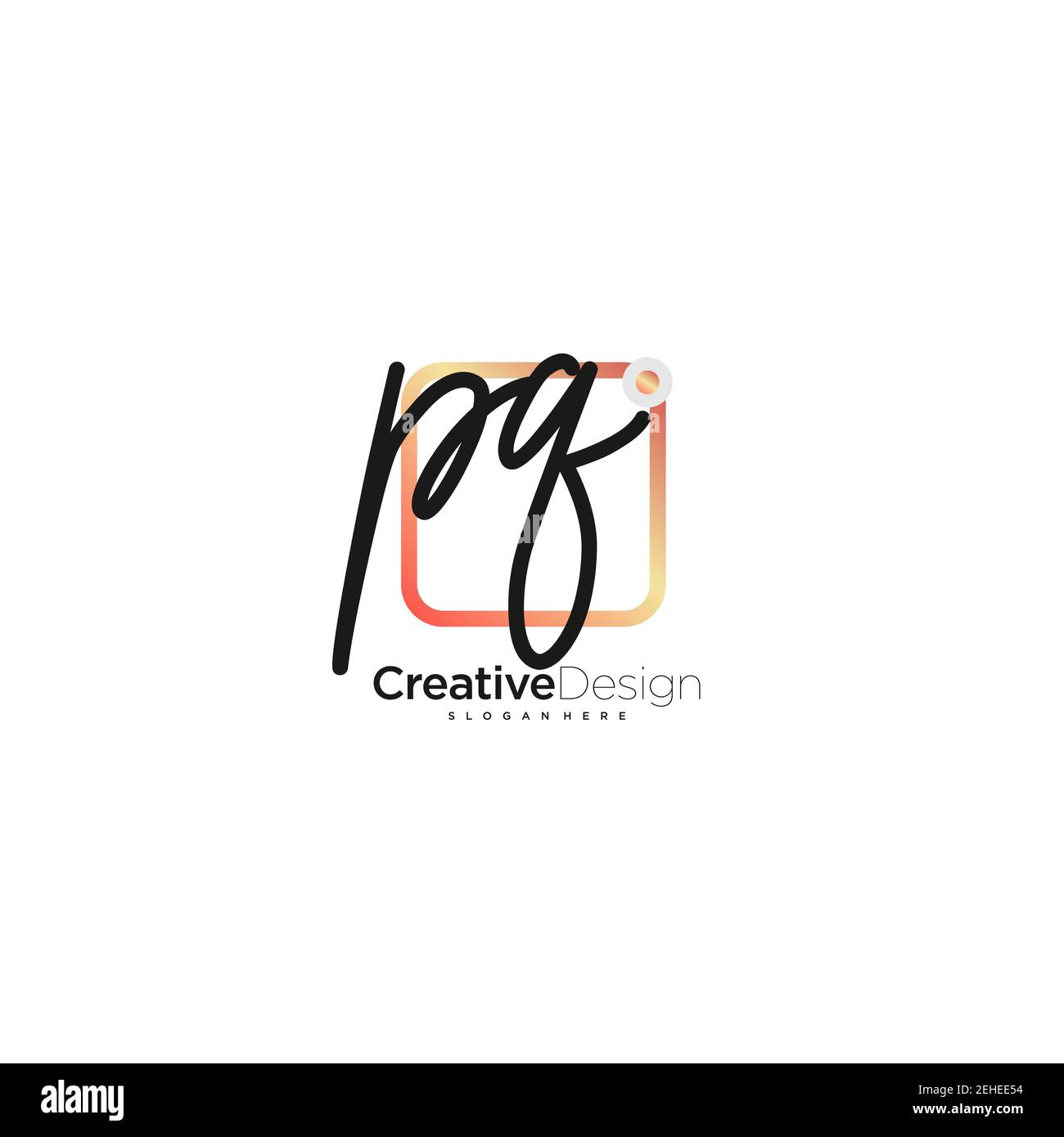 PQ Initial Letter handwriting logo hand drawn colorful box vector, logo ...