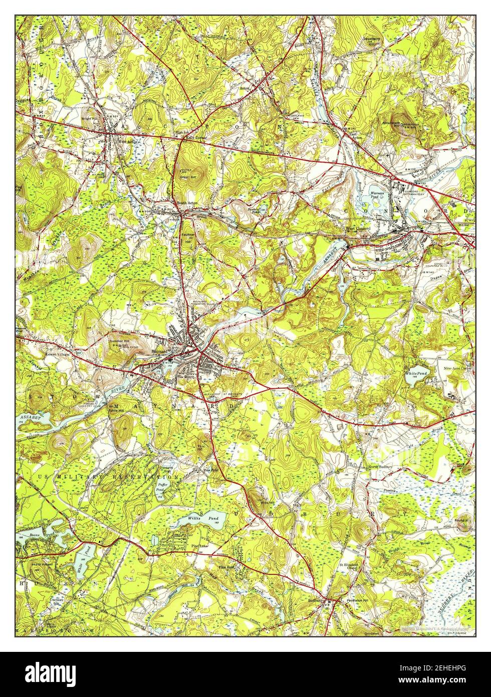 Maynard, Massachusetts, map 1950, 124000, United States of America by Timeless Maps, data U.S
