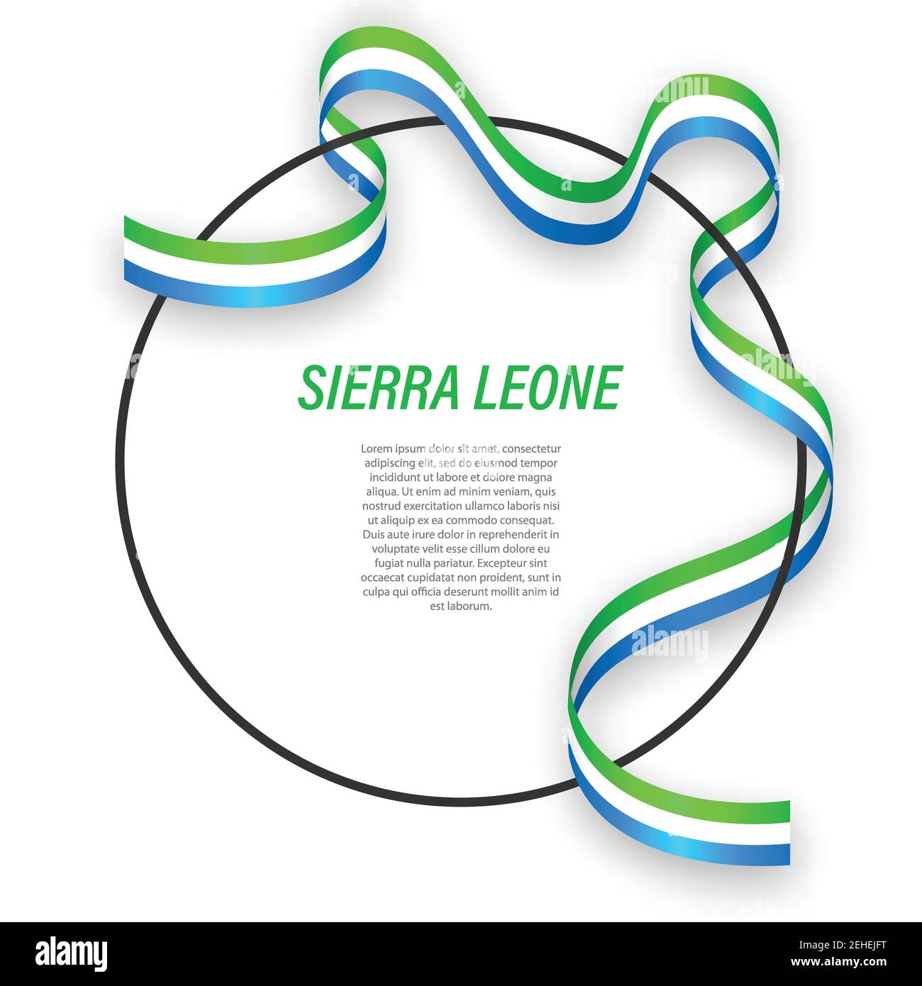 Waving ribbon flag of Sierra Leone on circle frame. Template for ...