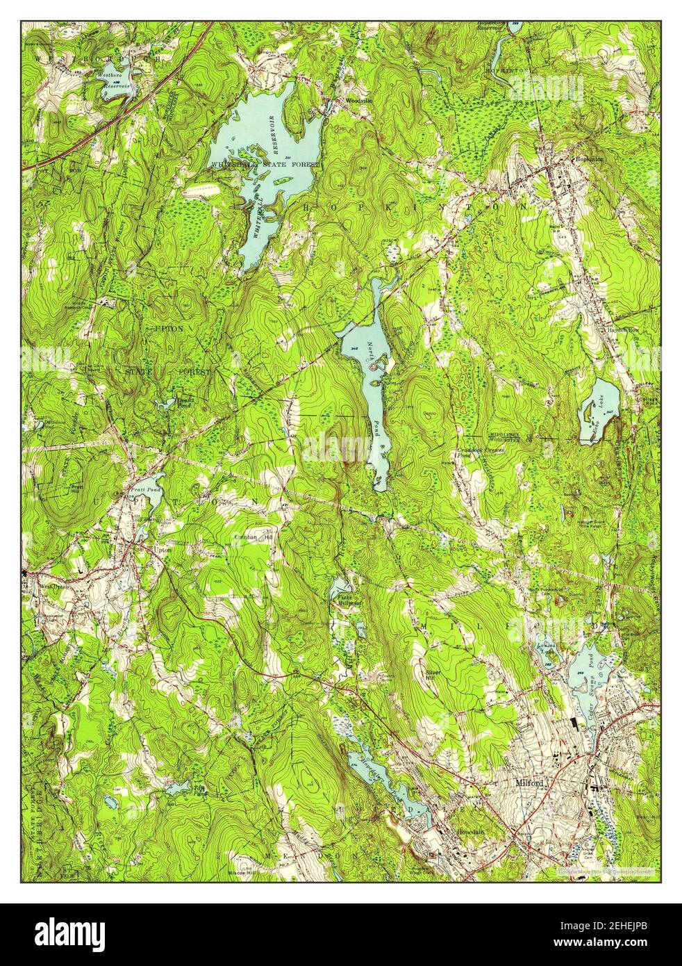 Milford, Massachusetts, map 1953, 124000, United States of America by