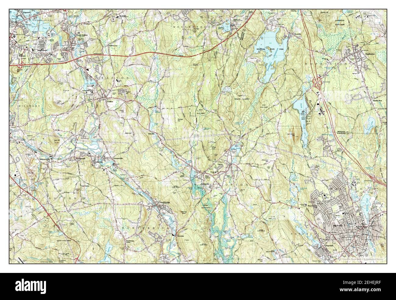 Milford, Massachusetts, map 1982, 125000, United States of America by