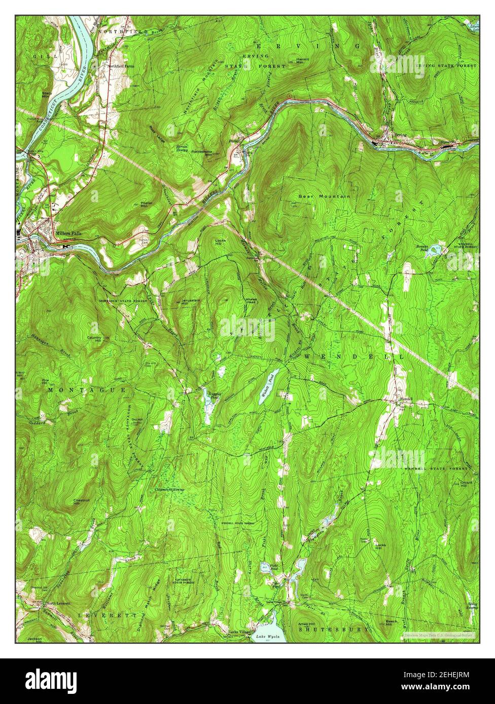 Millers Falls, Massachusetts, map 1961, 124000, United States of