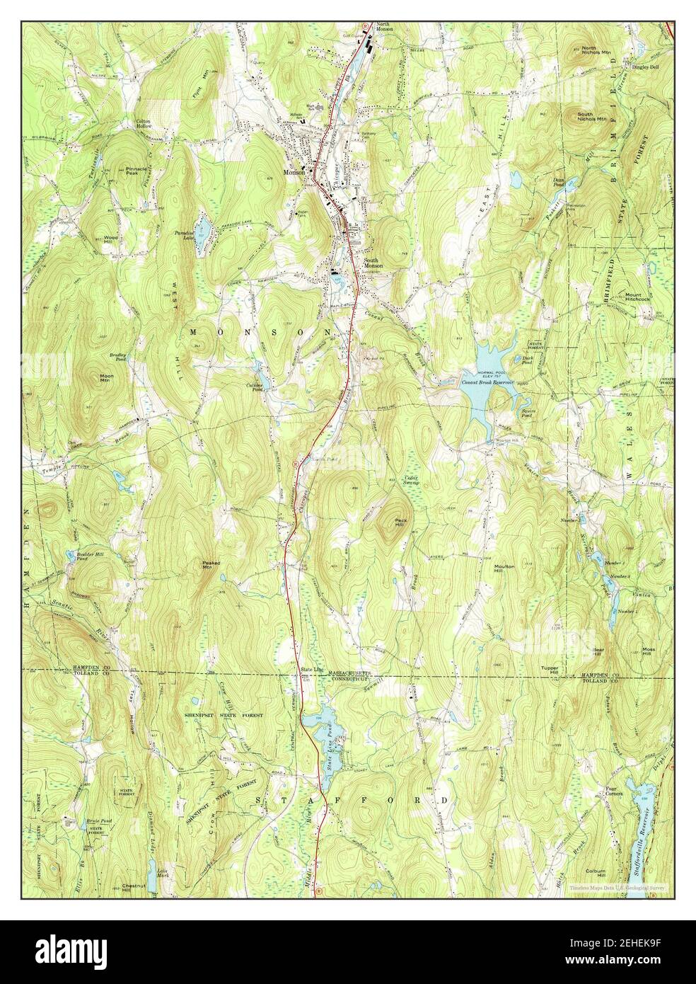 Monson, Massachusetts, map 1967, 124000, United States of America by