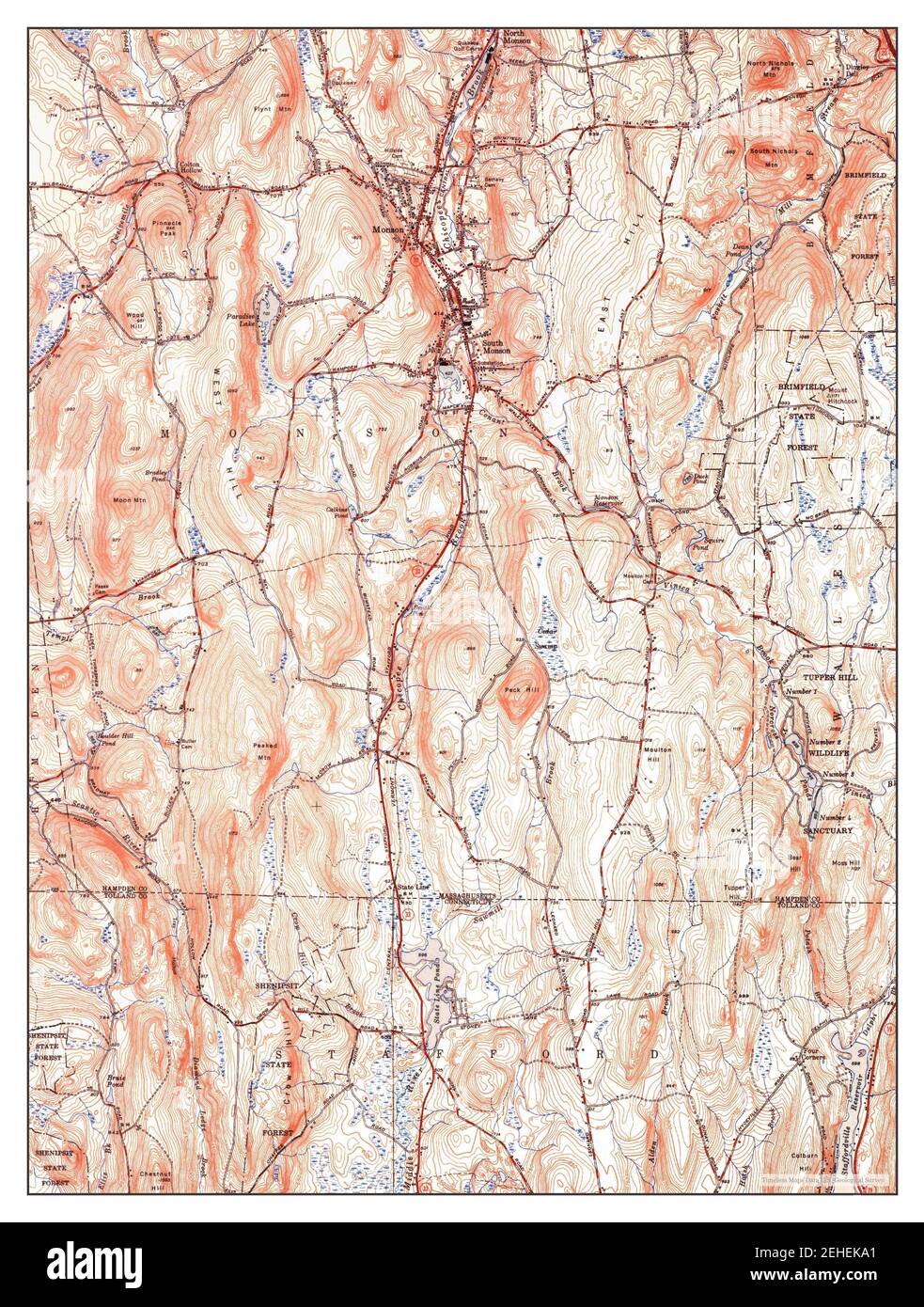 Monson, Massachusetts, map 1953, 131680, United States of America by