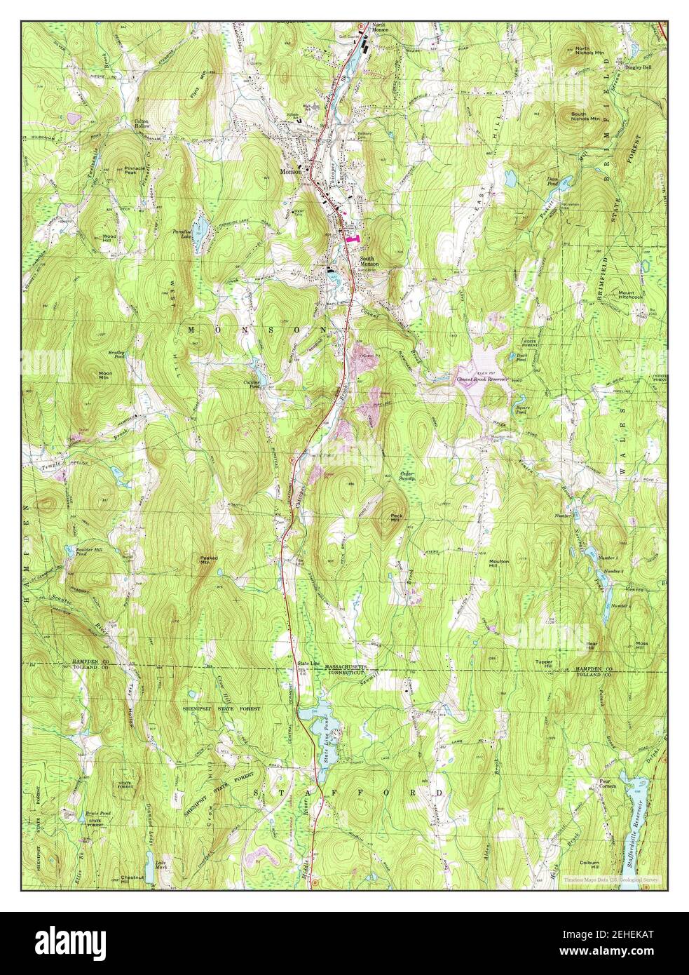 Monson, Massachusetts, map 1967, 124000, United States of America by