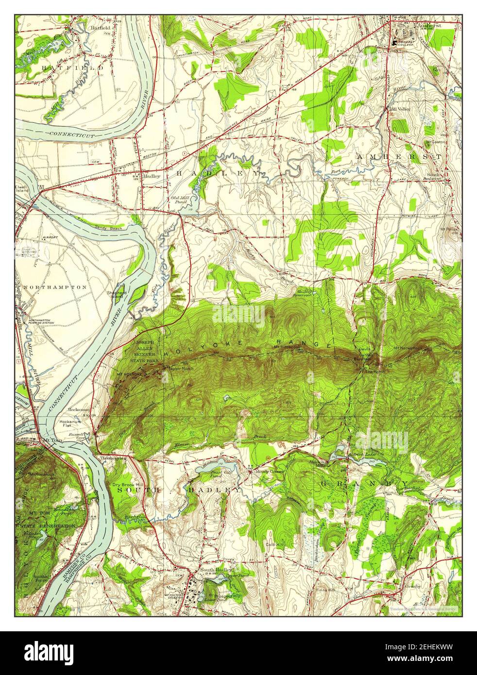 Mt Holyoke, Massachusetts, map 1947, 124000, United States of America