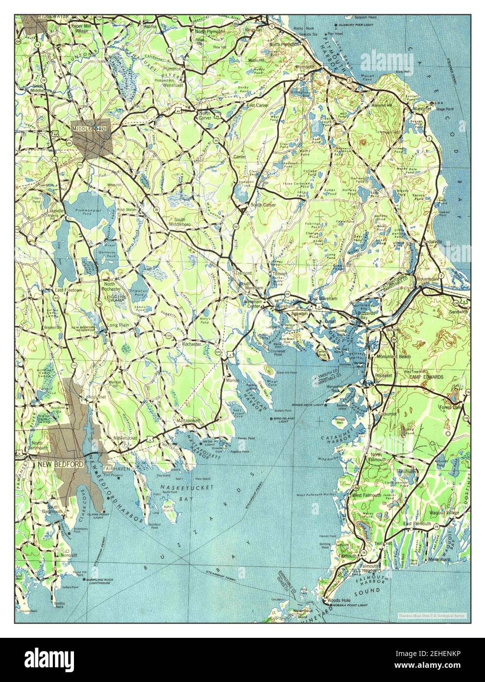 New Bedford, Massachusetts, map 1942, 1125000, United States of