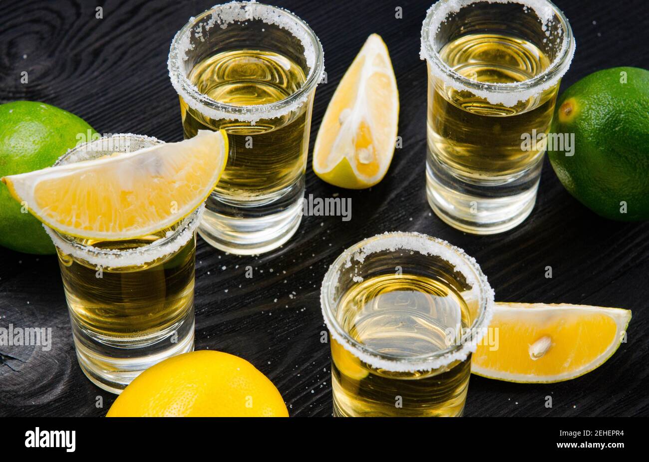 The tequila drink served in glasses with lime and salt Stock Photo Alamy