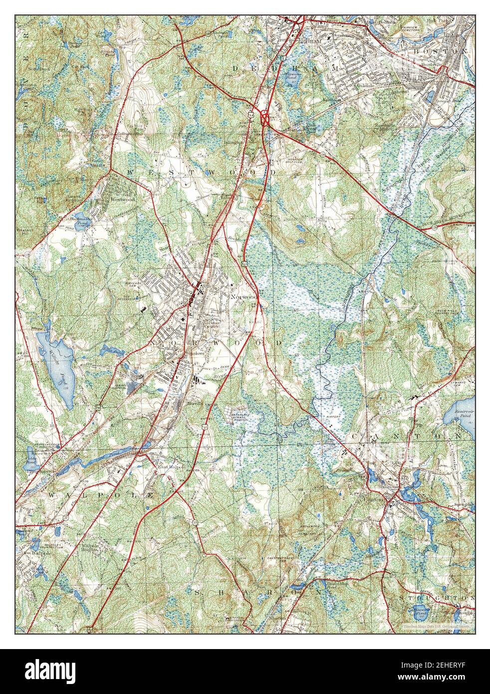 Norwood, Massachusetts, map 1947, 1:25000, United States of America by ...