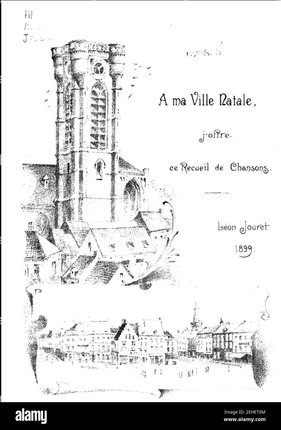 Page de garde d'un recueil de chansons de Léon Jouret. Stock Photo