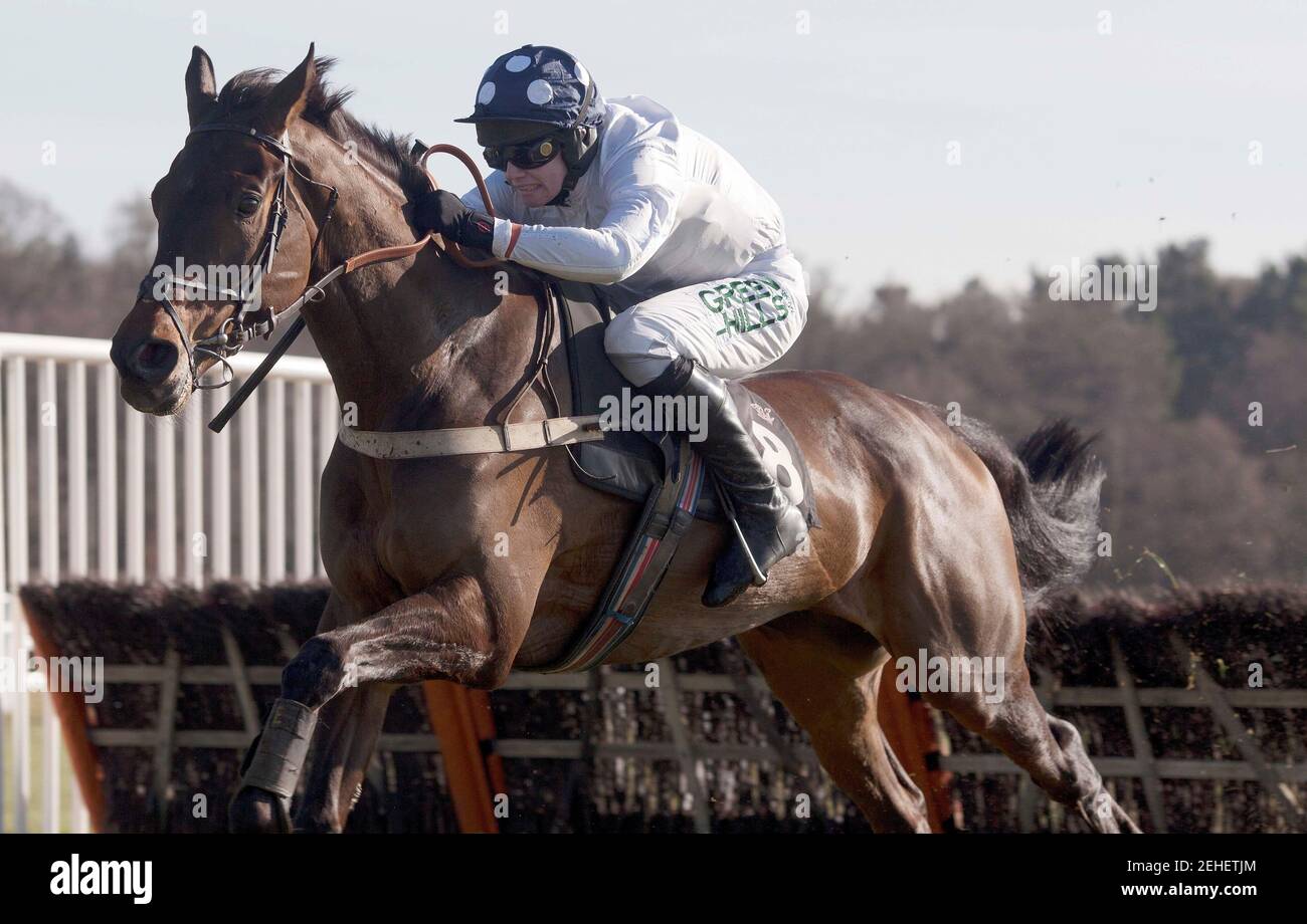 Horse Racing - Lingfield  - Lingfield Park Racecourse - 23/2/12  Netherby ridden by Joshua Moore before going on to win the 13.50 lingfieldpark.co.uk 'National Hunt' Maiden Hurdle Race  Mandatory Credit: Action Images / Julian Herbert  Livepic Stock Photo