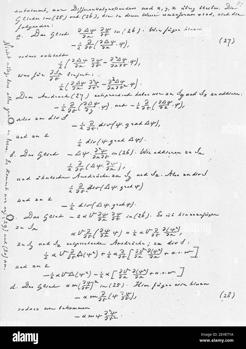 Page of a letter by Hendrik Antoon Lorentz to Erwin Schrödinger - June 19, 1926. Stock Photo