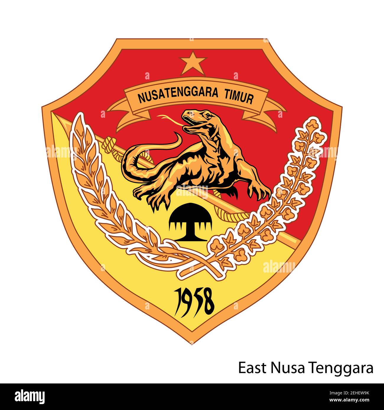 Coat of Arms of East Nusa Tenggara is a Indonesian region. Vector heraldic emblem Stock Vector