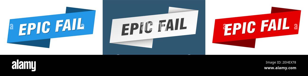 epic fail ribbon label sign set. epic fail banner Stock Vector