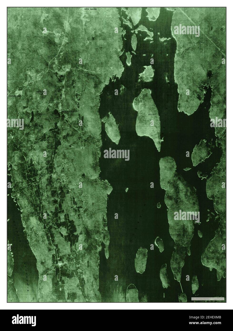 Quabbin Reservoir, Massachusetts, map 1975, 1:25000, United States of America by Timeless Maps, data U.S. Geological Survey Stock Photo