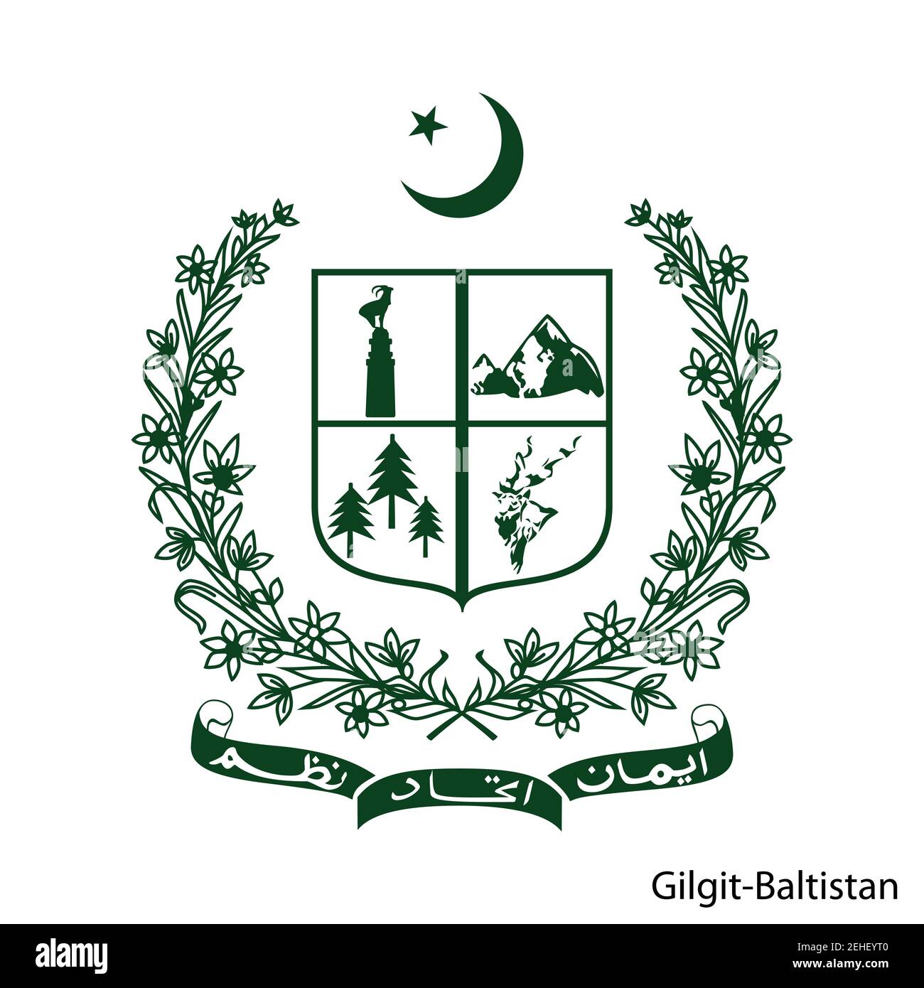 Coat of Arms of Gilgit-Baltistan is a Pakistan region. Vector heraldic emblem Stock Vector