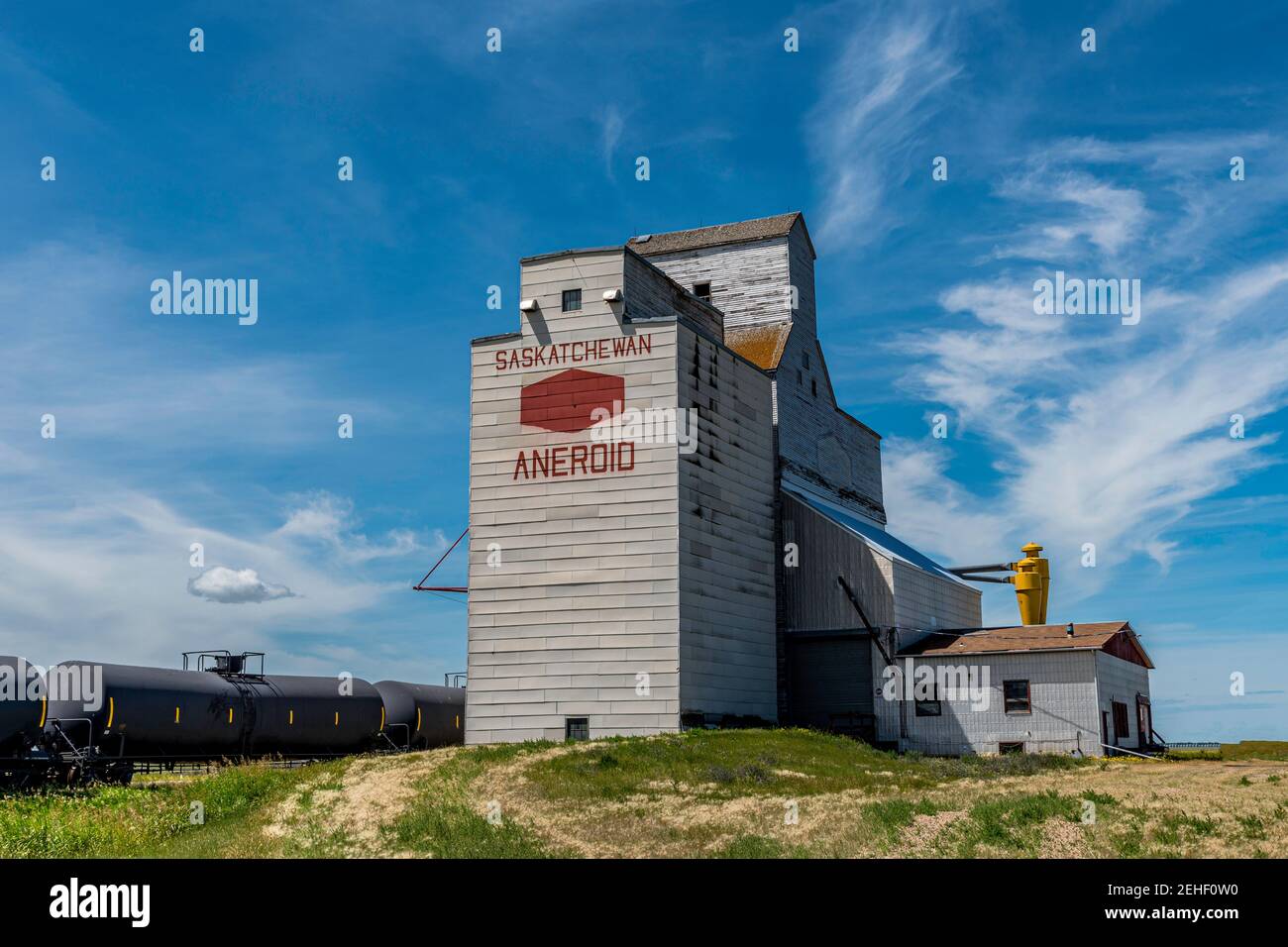 A grain elevator in Aneroid, Saskatchewan, Canada Stock Photo