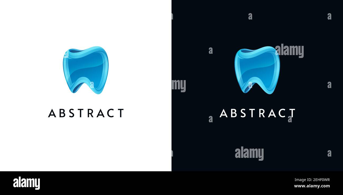 3d tooth icons on white and black backgrounds. Abstract glossy logos ...