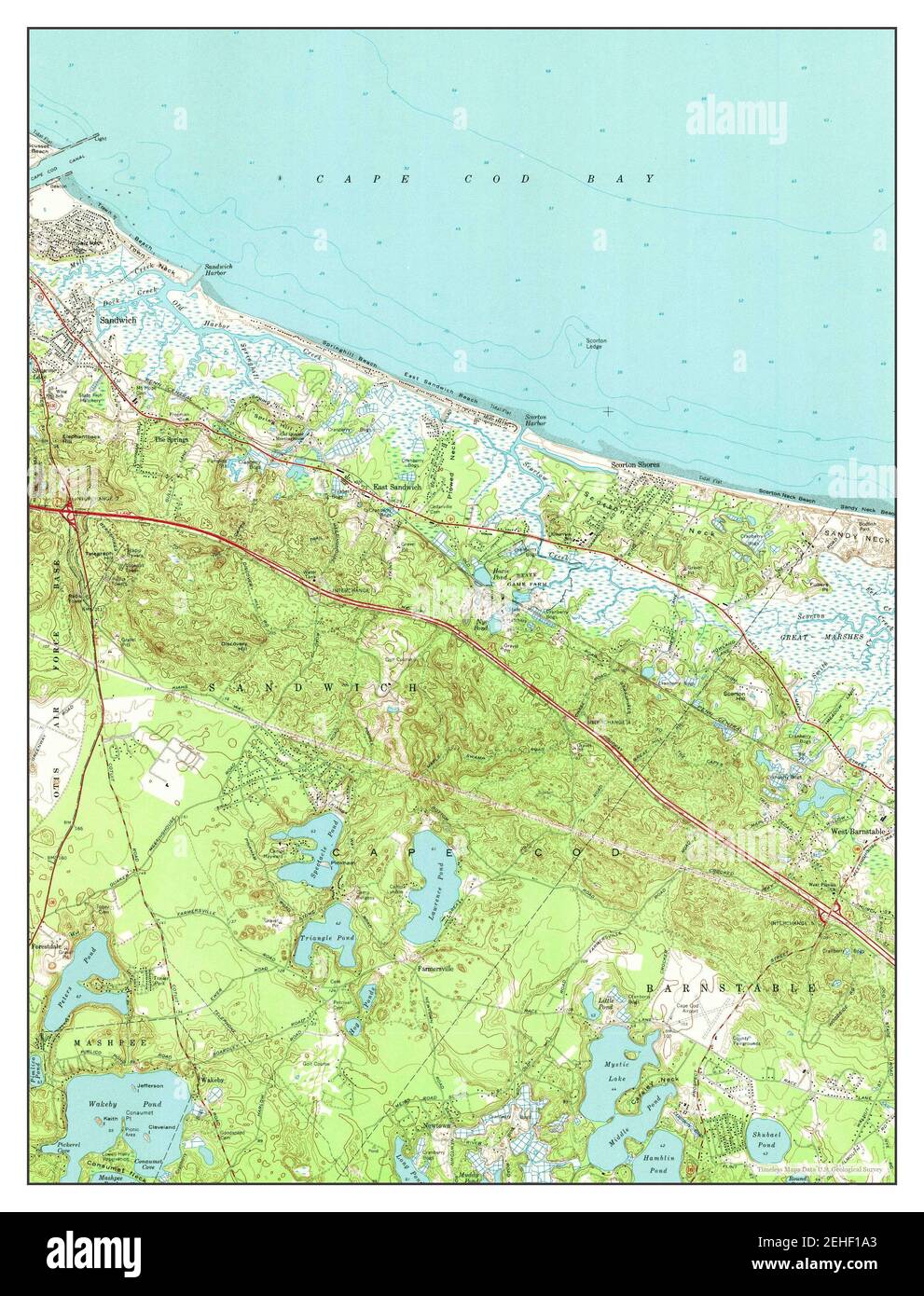 Sandwich, Massachusetts, map 1972, 124000, United States of America by Timeless Maps, data U.S
