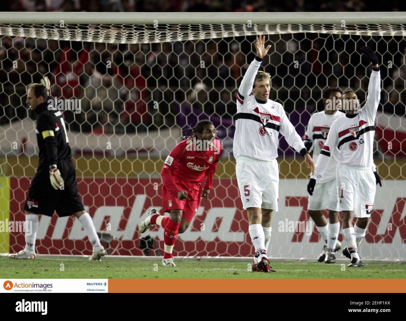 Football Sao Paulo V Liverpool Fifa Club World Championship Final Toyota Cup Japan 05 The International Stadium Yokohama Japan 18 12 05 Liverpool S Florent Sinama Pongolle Reacts After His Goal Is Football Sao Paulo V Liverpool Fifa Club World Championship Final Toyota Cup Japan 05 The International Stadium Yokohama Japan 18 12 05 Liverpool S Florent Sinama Pongolle Reacts After His Goal Is