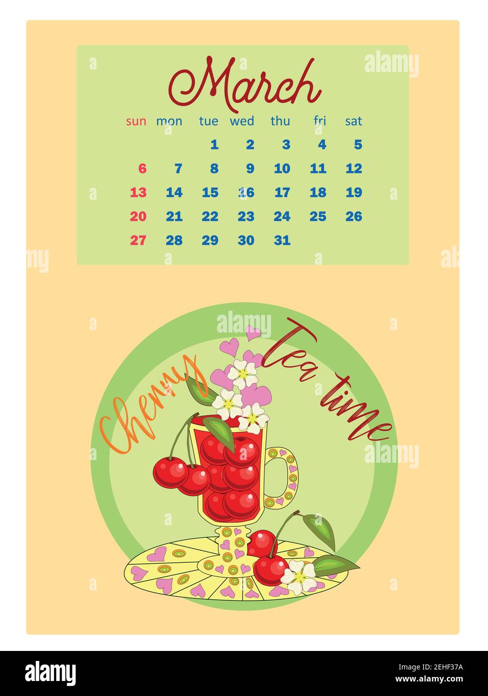 Drinks calendar 2022 with seasonal dessert of various tea, coffee