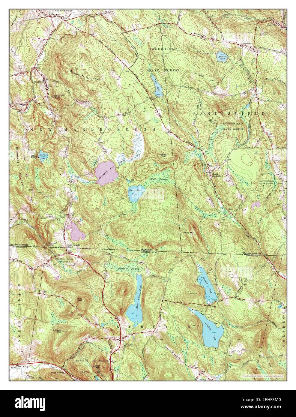 South Sandisfield, Massachusetts, map 1958, 124000, United States of