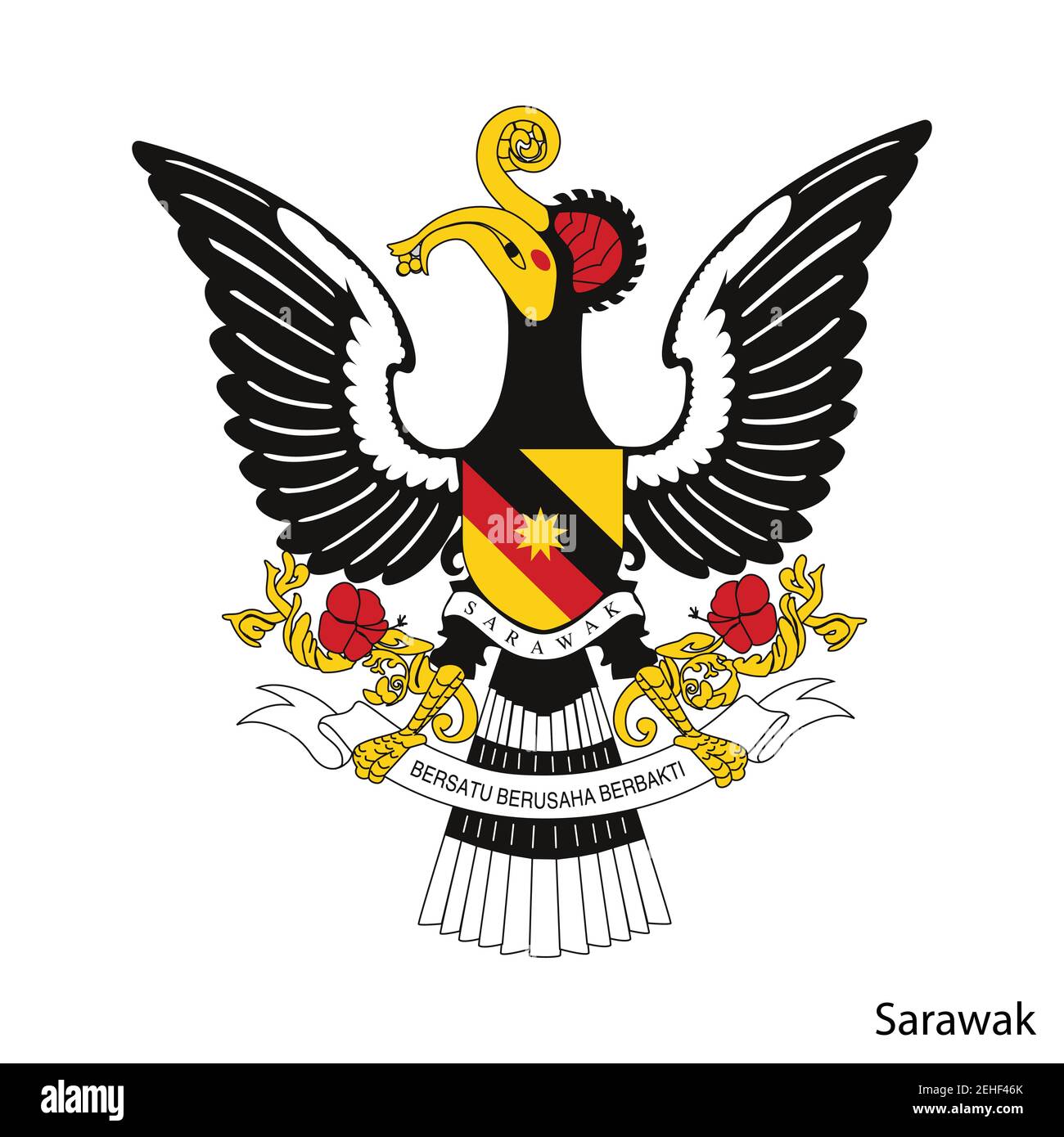 Coat of Arms of Sarawak is a Malaysian region. Vector heraldic emblem Stock Vector