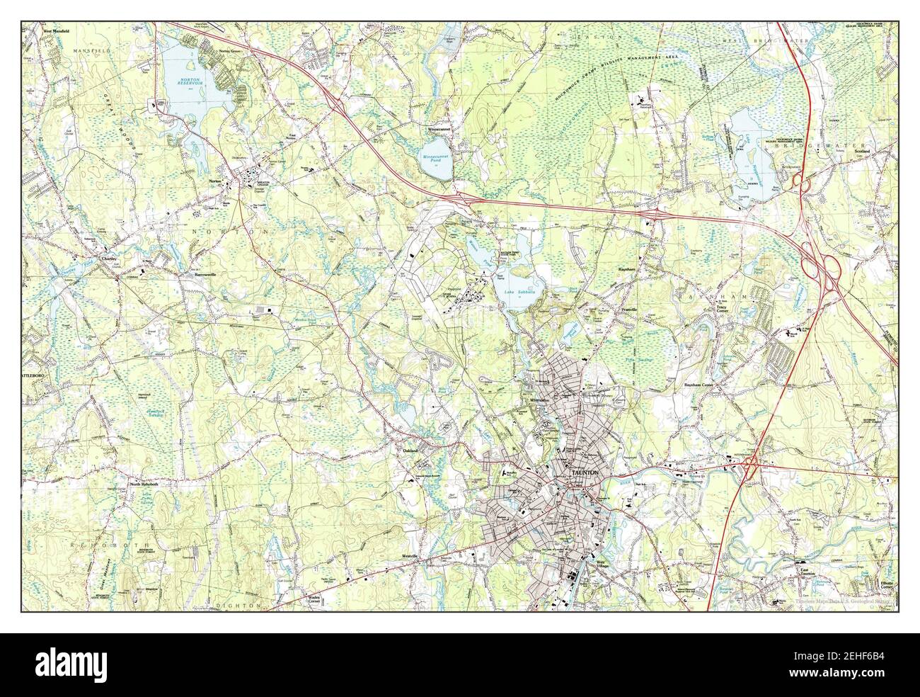 Taunton, Massachusetts, map 1987, 125000, United States of America by