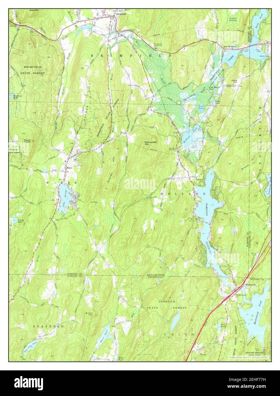 Wales, Massachusetts, map 1967, 124000, United States of America by