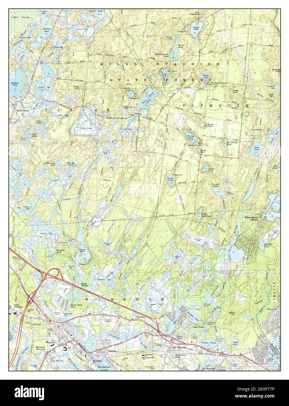 Wareham, Massachusetts, map 1972, 125000, United States of America by Timeless Maps, data U.S