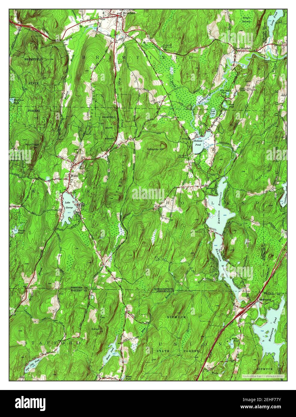 Wales, Massachusetts, map 1952, 124000, United States of America by