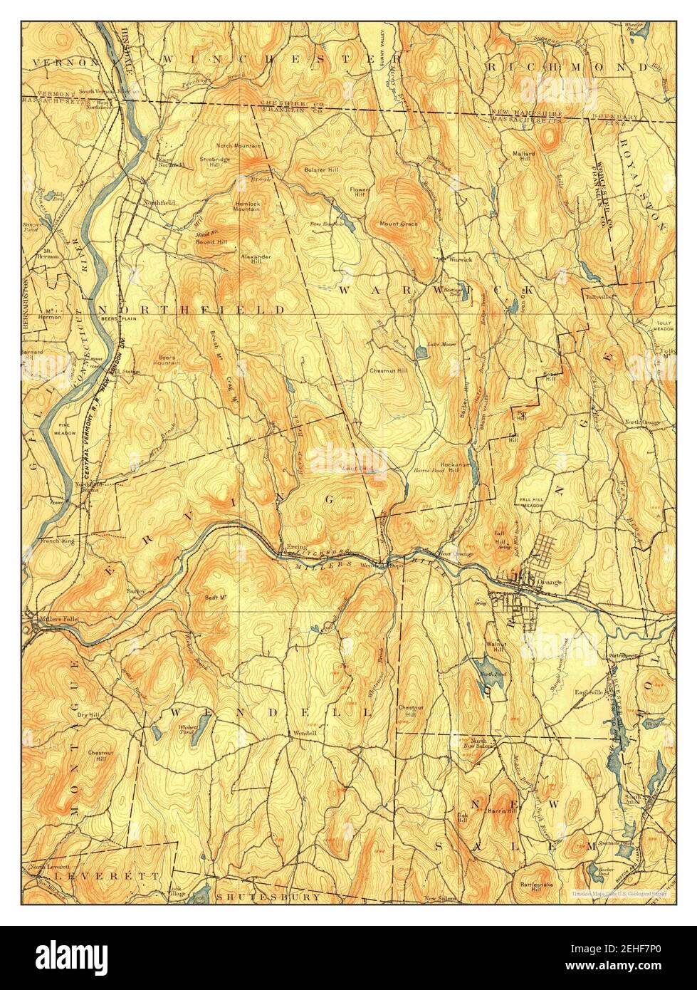Warwick, Massachusetts, map 1887, 1:62500, United States of America by Timeless Maps, data U.S. Geological Survey Stock Photo