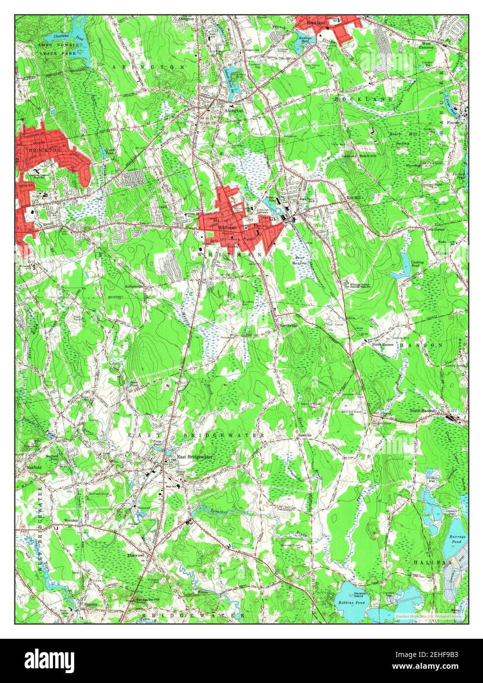 Whitman, Massachusetts, map 1962, 124000, United States of America by