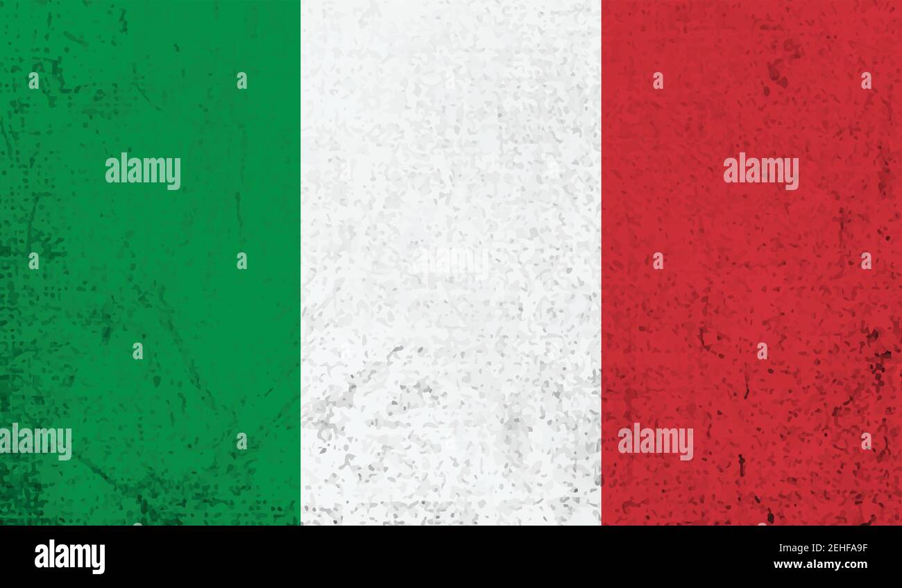 Italy flag with waving grunge texture. Vector background. Stock Vector