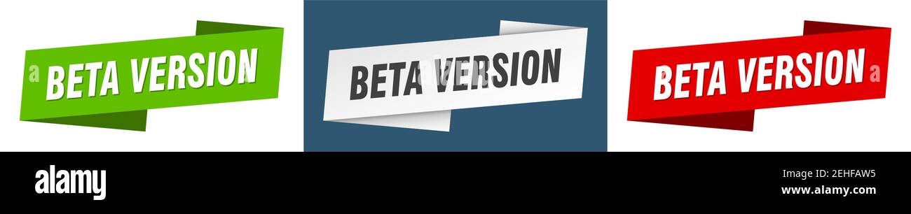 beta version ribbon label sign set. beta version banner Stock Vector