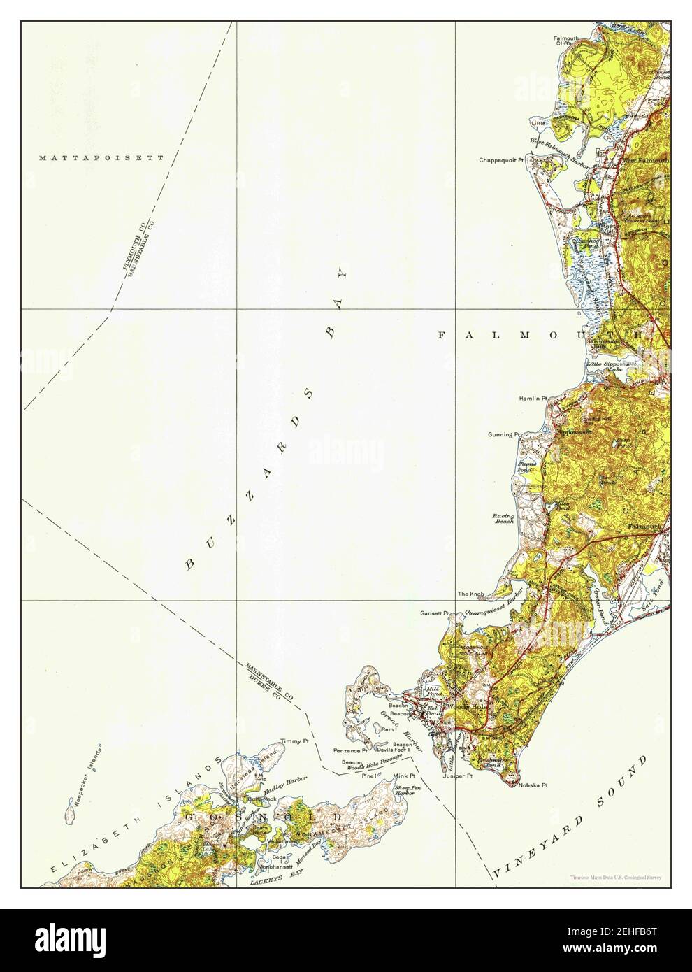 Woods Hole, Massachusetts, map 1953, 131680, United States of America