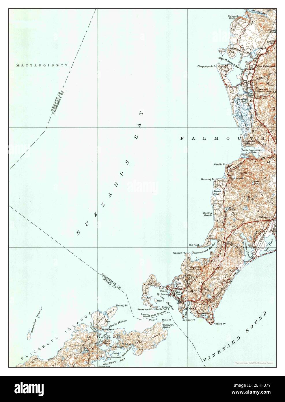 Woods Hole, Massachusetts, map 1953, 131680, United States of America by Timeless Maps, data U