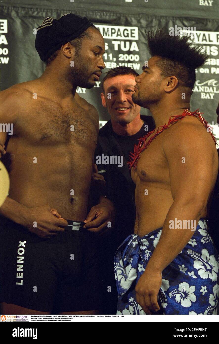 Boxing Weigh In Lennox Lewis V David Tua Wbc Ibf Heavyweight Title Fight Mandalay Bay Las Vegas 9 11 00 Lennox Lewis And David Tua Square Up To Boxing Weigh In Lennox Lewis V David Tua Wbc Ibf Heavyweight Title Fight Mandalay Bay Las Vegas 9 11 00 Lennox Lewis And David Tua Square Up To