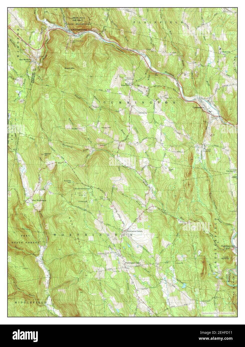 Worthington, Massachusetts, map 1972, 125000, United States of America by Timeless Maps, data U