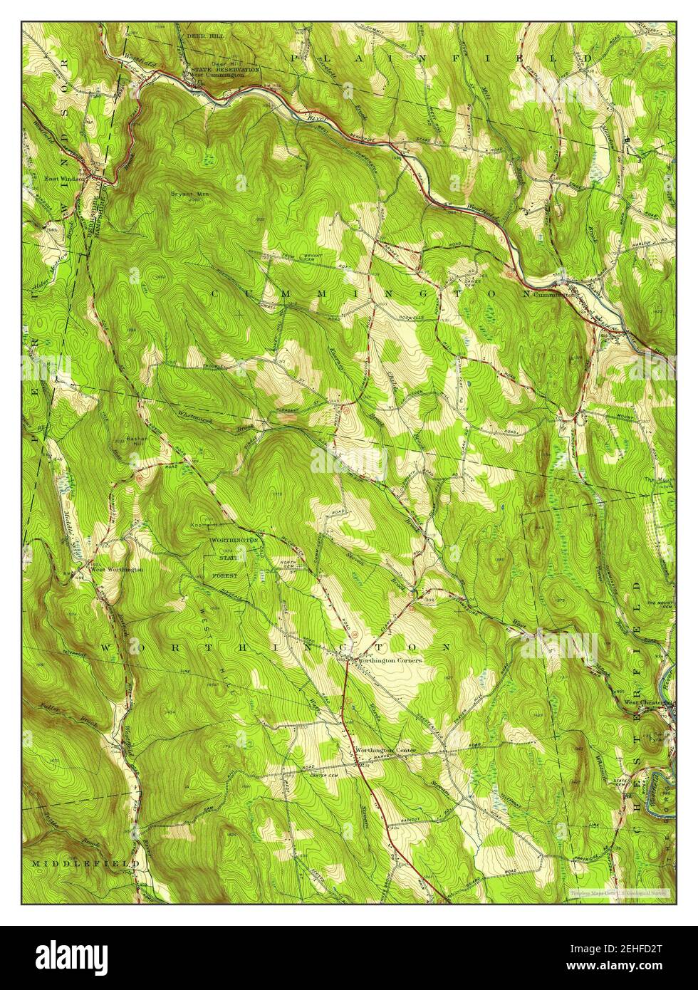 Worthington, Massachusetts, map 1956, 124000, United States of America