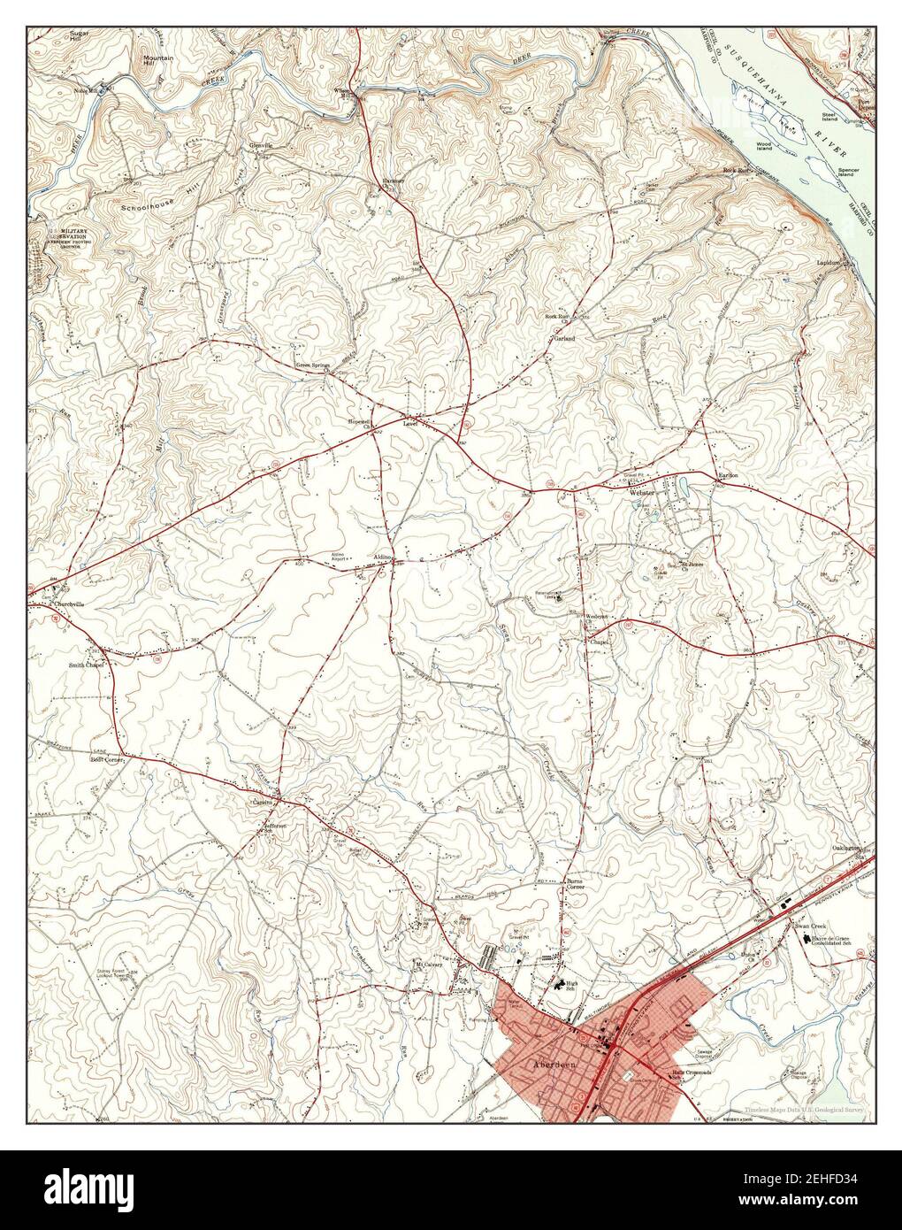 Aberdeen Maryland Map 1953 124000 United States Of America By Timeless Maps Data Us Geological Survey 2EHFD34 